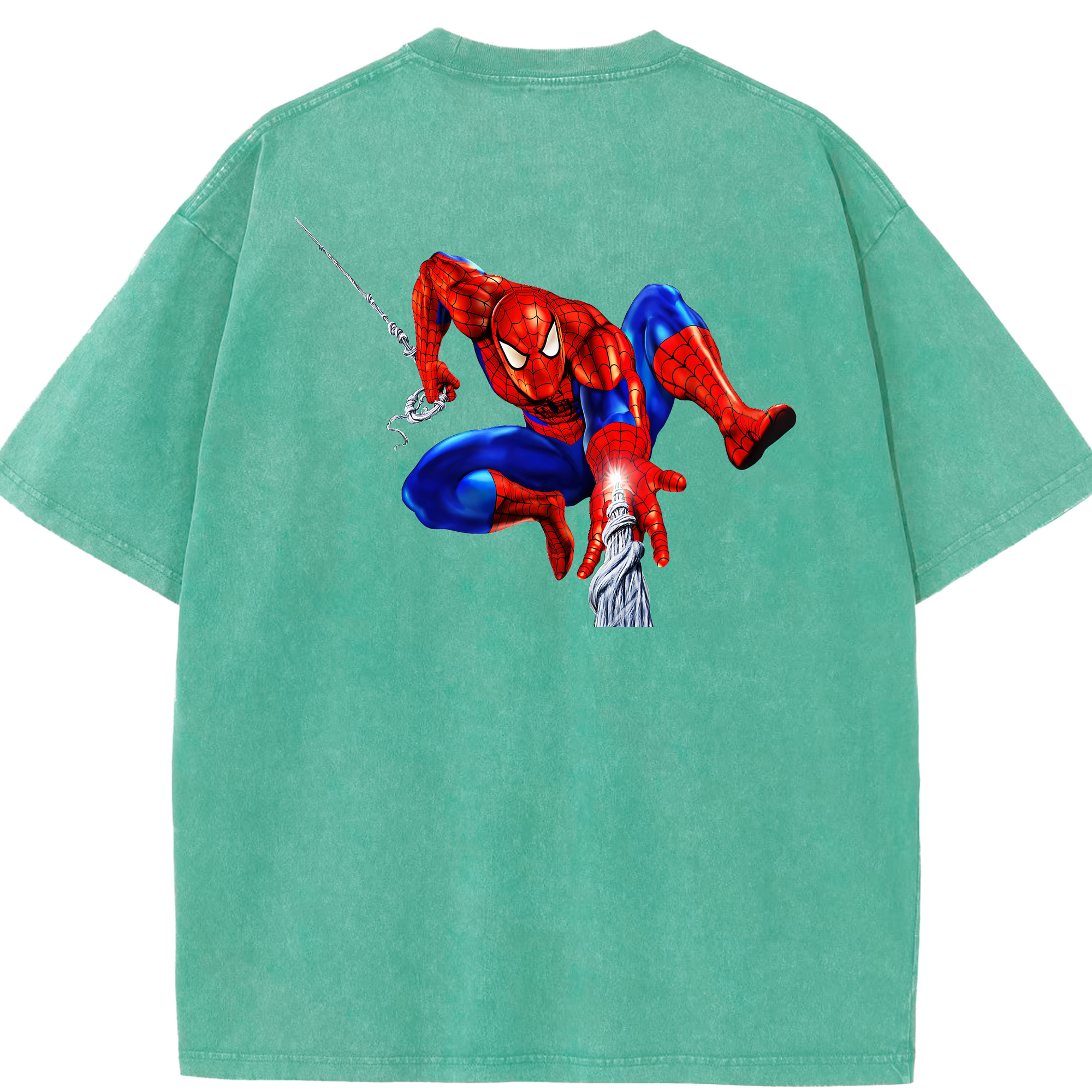 （画像用） Spider Man スパイダーマン 綿100% ヴィンテージ風 半袖Tシャツ（背面プリント）
